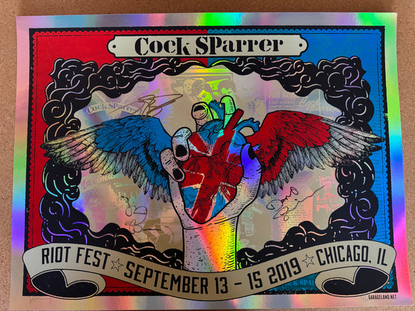 COCK SPARRER - RIOT FEST CHICAGO (FOIL PRINT SIGNED BY BAND)
