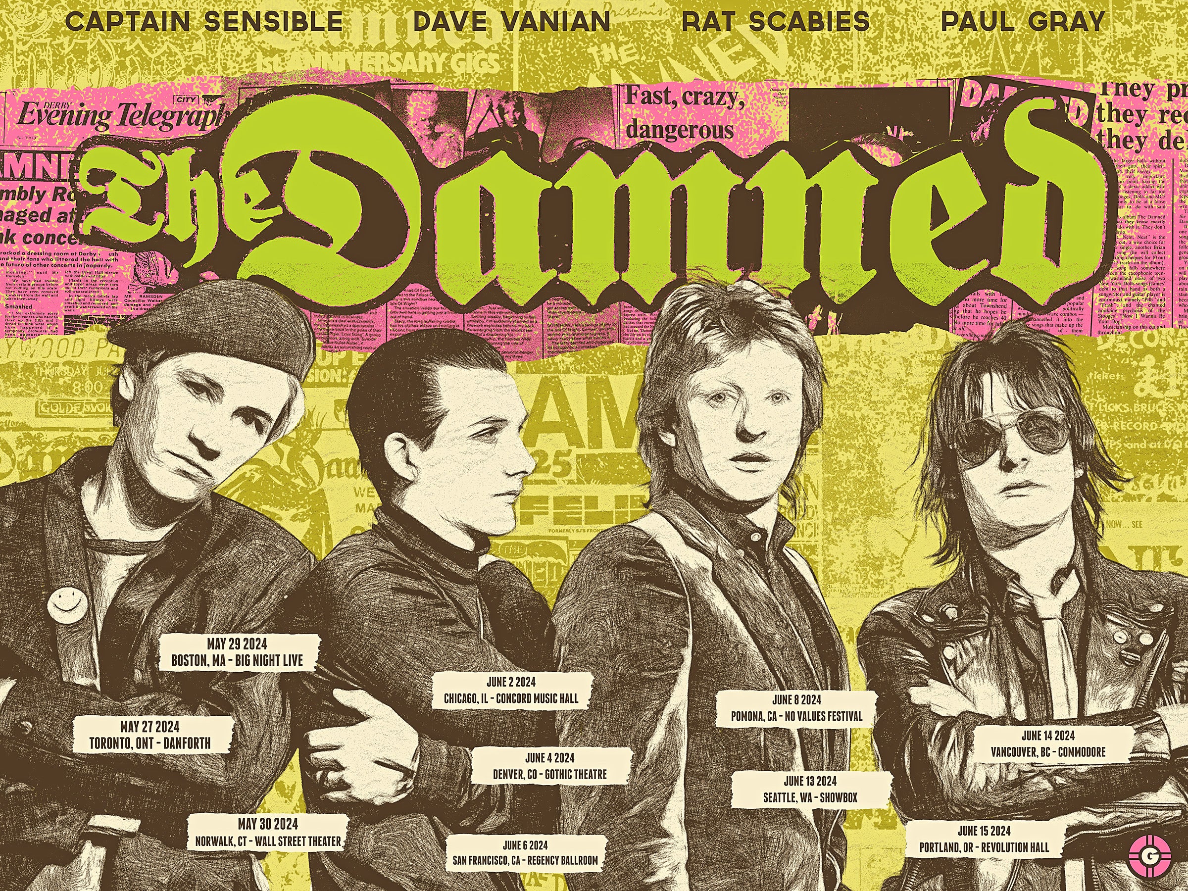 THE DAMNED - 2024 TOUR POSTER – Garageland Print