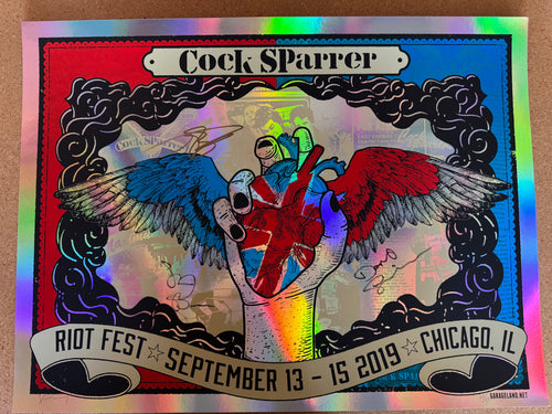 COCK SPARRER - RIOT FEST CHICAGO (FOIL PRINT SIGNED BY BAND)
